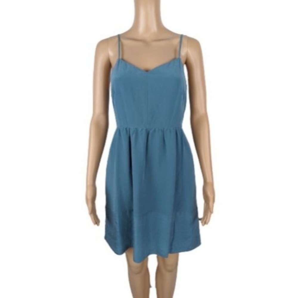 Madewell Silk Teal Bordershine Cami Dress 2